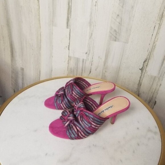Charles David Corona Bow Heels Multi Color Pink Suede 7M - Picture 10 of 10
